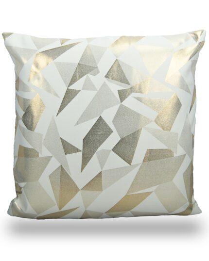 Funky Designed White Golden Colored Sofa Cushion Covers Glazed Cotton With Self print (Size: 16″*16″)