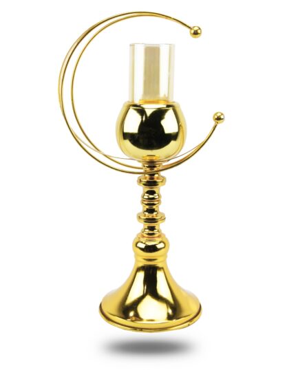 Gorgeous Candle Stand Moon Shape Inspired Made Of Metal Golden Colored