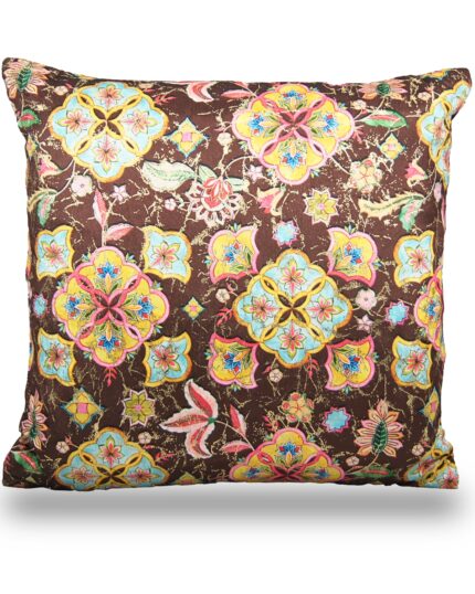 Floral Designed Cushion Covers Made Of Velvet Wine Red Colored (Size: 16″*16″)